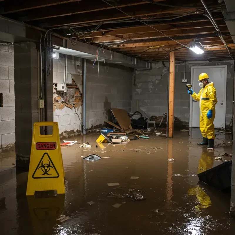 Flooded Basement Electrical Hazard in Coventry Lake, CT Property